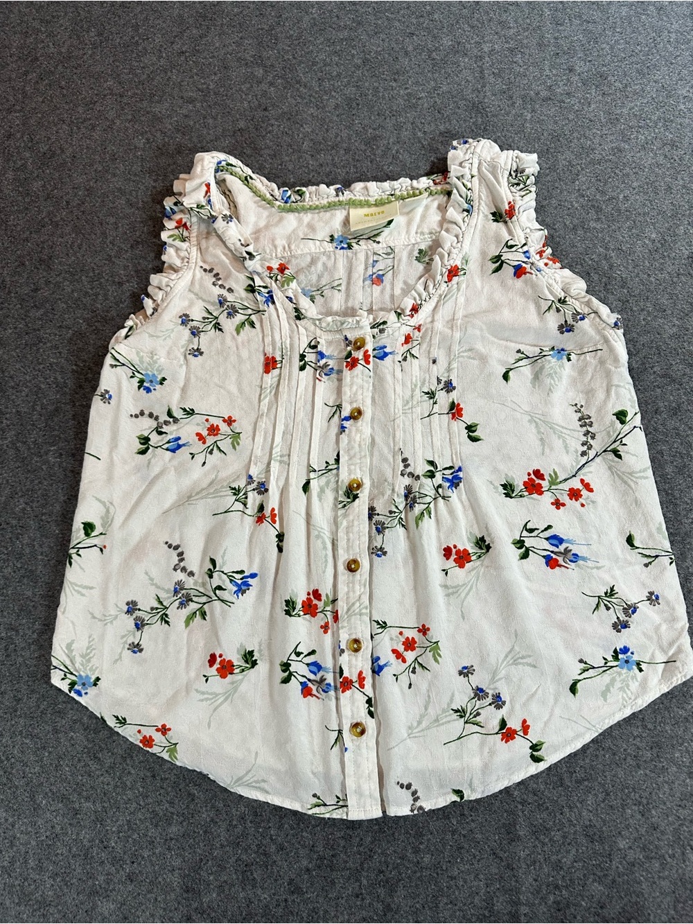 Anthropologie White Floral Button Top